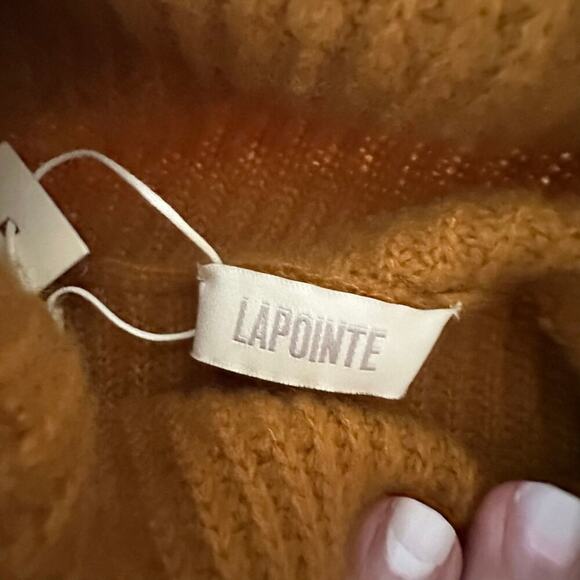 NWTs Lapointe Cropped Frayed Hem Cashmere Silk Turtle Neck Sweater (L) - Picture 14 of 16